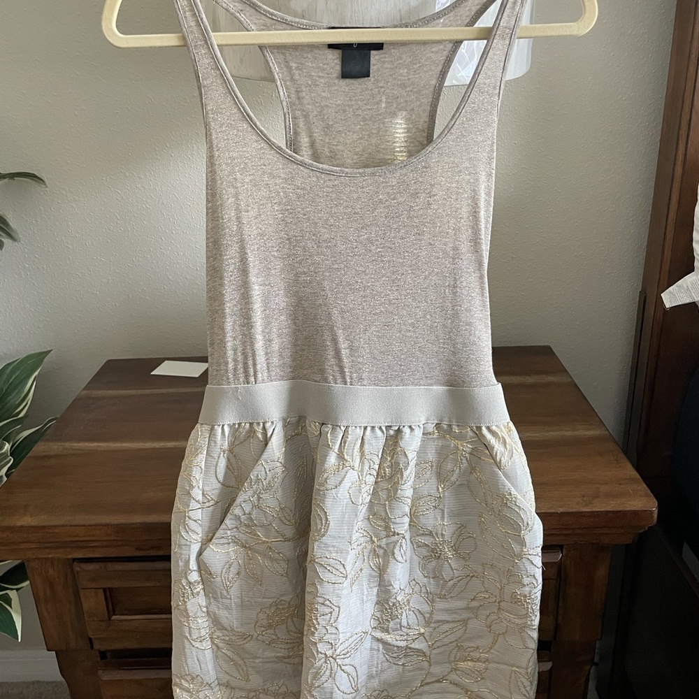 Aqua floral embroidered tank dress